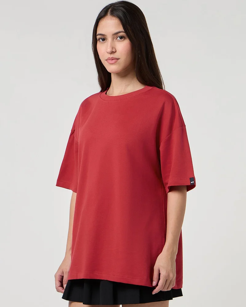 bewakoof Women's Salsa Red Oversized T-shirt